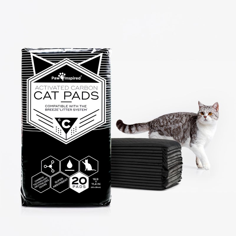 Peritas Paw Inspired Cat Pads, Generic Refills for Tidy Cats Breeze Litter Box System, Disposable Kitty Litter Liners for Easy Cleaning, Super Absorbent Pee Pads, 16.9 x 11.4 Inch (Carbon, 20 Count) - Image 1